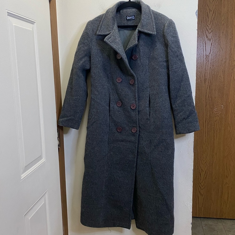 Vestibella Peru gray long pea coat size M